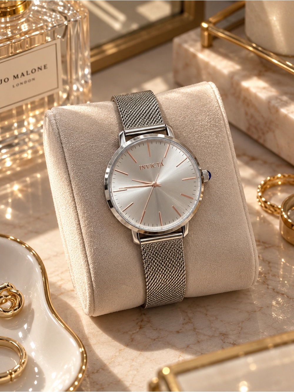 Invicta Silver Mesh Bracelet Watch | Sunburst Dial | NWT in Box